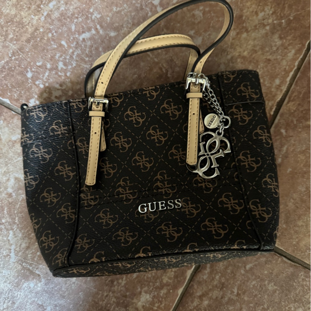 Guess Monogram Black and Tan Wristlet